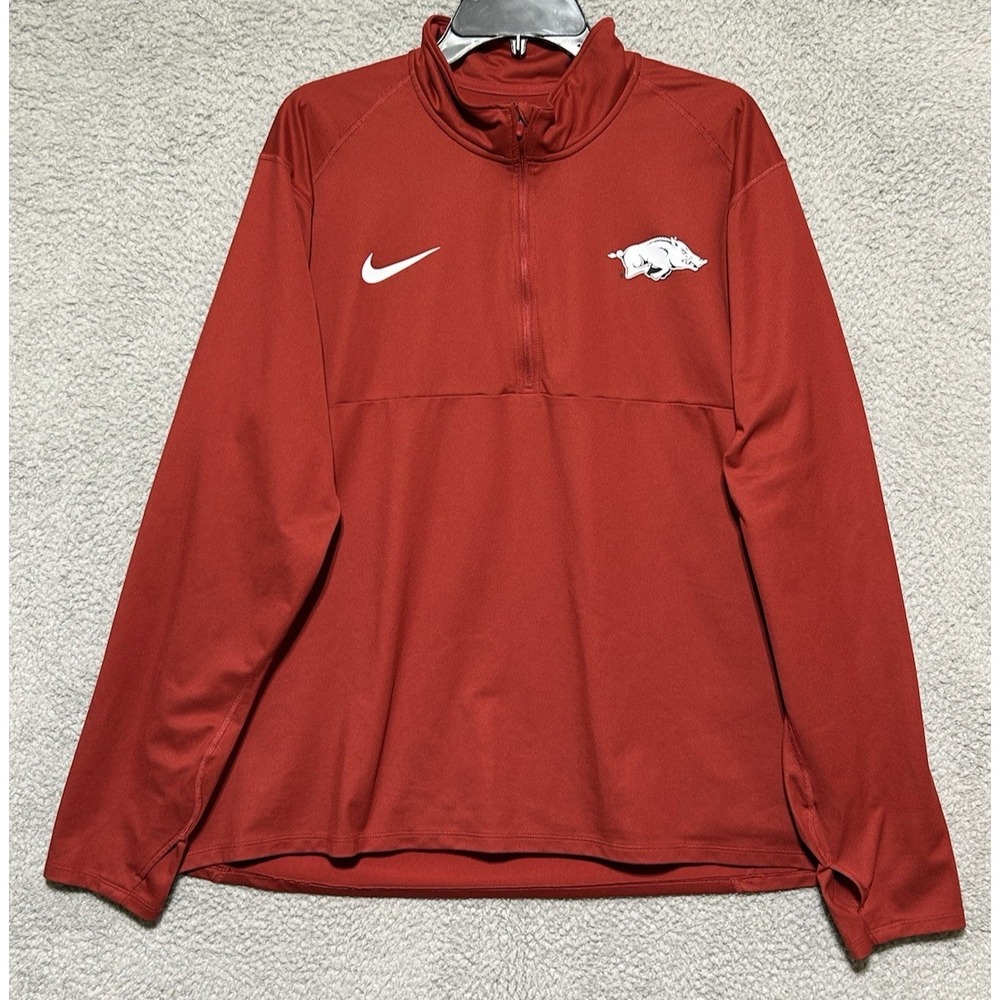 Arkansas Razorbacks Jacket Mens 2XL Red NCAA Football Nike Dri Fit 1/4 Zip